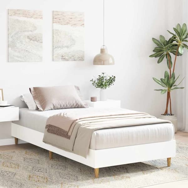 vidaXL Sängynrunko Ei Patjaa Valkoinen 90x190 cm Engineered Wood
