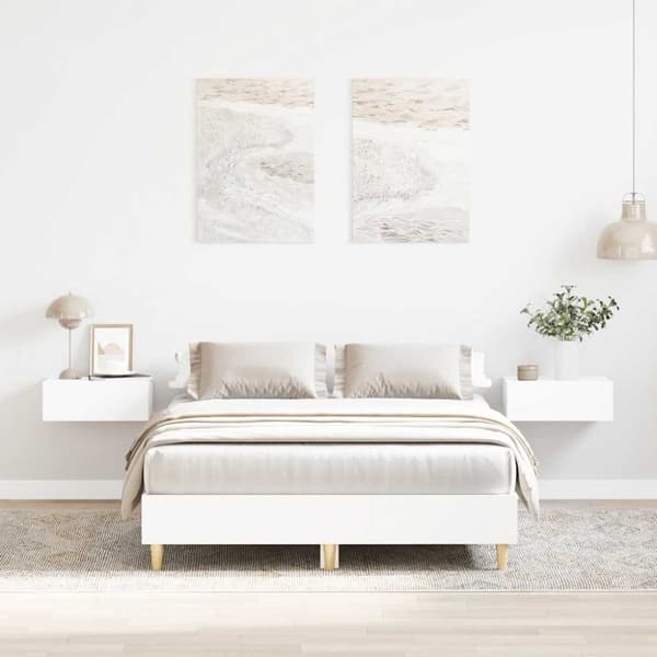 vidaXL sengestel uden madras 135x190 cm konstrueret træ hvid