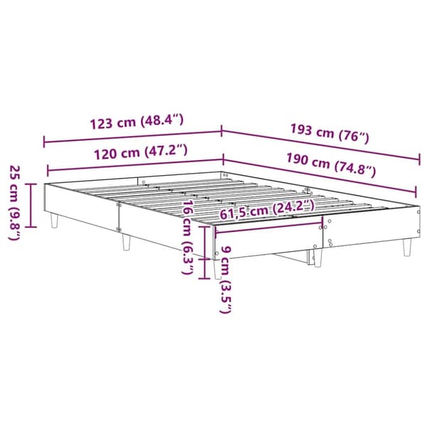 vidaXL sengestel uden madras 120x190 cm konstrueret træ sonoma-eg