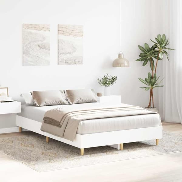 vidaXL Sengeramme uten madrass hvit 140x190 cm konstruert tre