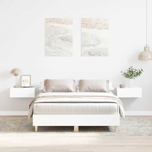 vidaXL Sengeramme uten madrass hvit 140x190 cm konstruert tre