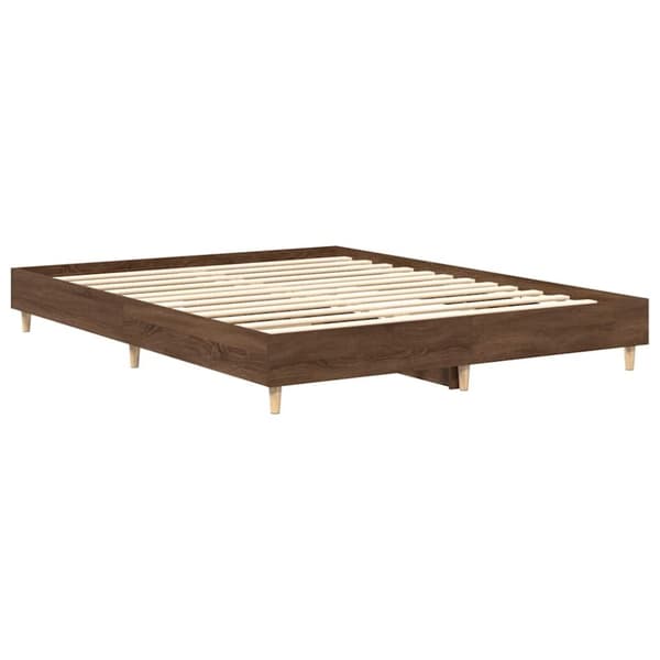 vidaXL Sängynrunko Ei Patjaa Ruskea Tammi 90x200 cm Engineered Wood