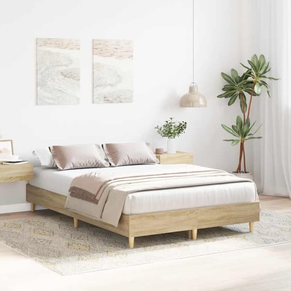 vidaXL sengestel uden madras 135x190 cm konstrueret træ sonoma-eg