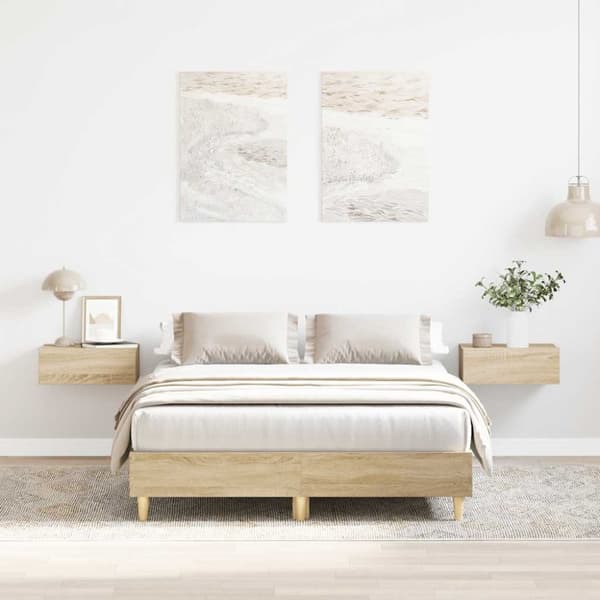 vidaXL sengestel uden madras 135x190 cm konstrueret træ sonoma-eg