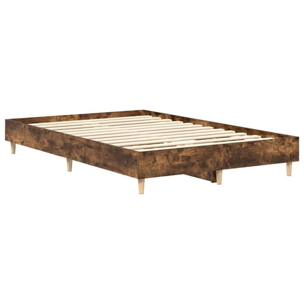 vidaXL Sengeramme uten madrass røkt eik 135x190 cm konstruert tre