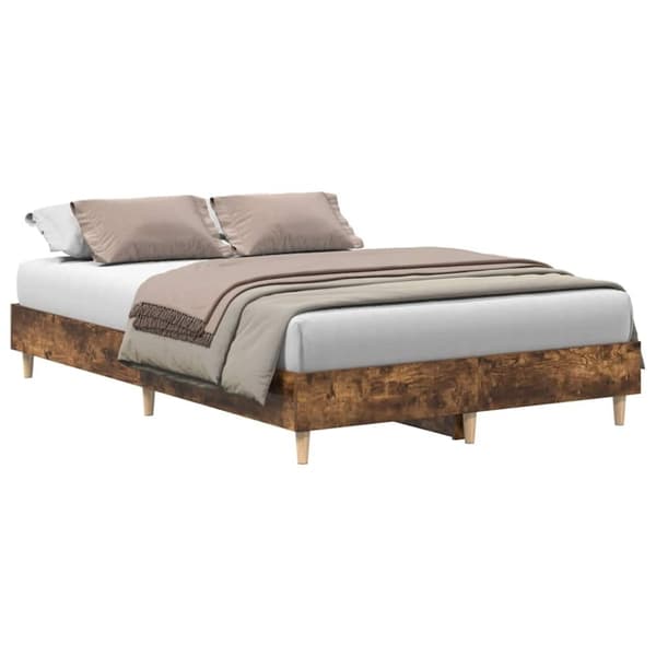 vidaXL Sengeramme uten madrass røkt eik 135x190 cm konstruert tre