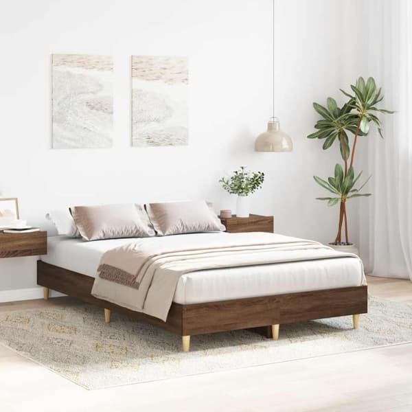 vidaXL Sengeramme uten madrass brun eik 140x190 cm konstruert tre