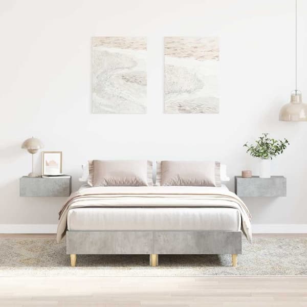 vidaXL Sengeramme uten madrass betonggrå 135x190 cm konstruert tre