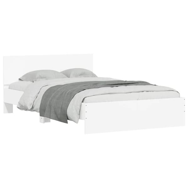 vidaXL sengeramme med sengegavl og LED-lys 120x200 cm hvid