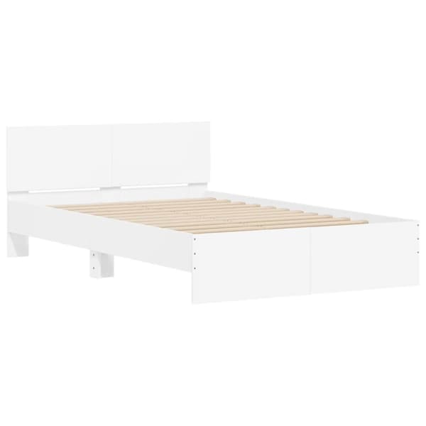 vidaXL sengeramme med sengegavl og LED-lys 120x200 cm hvid