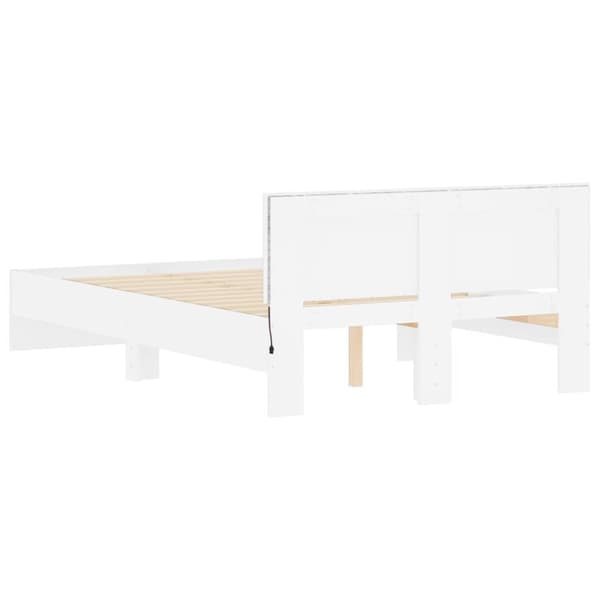 vidaXL sengeramme med sengegavl og LED-lys 120x200 cm hvid