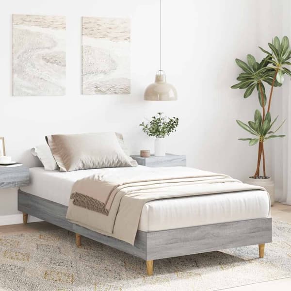 vidaXL sengestel uden madras 90x190 cm konstrueret træ grå sonoma-eg