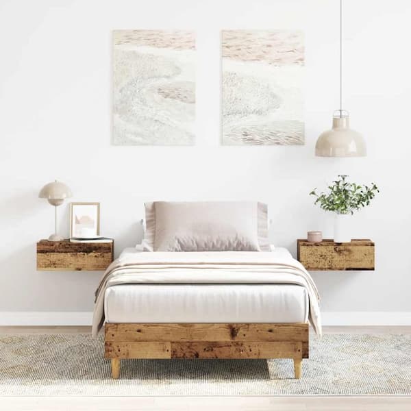 vidaXL Sängynrunko Ei Patja Vanha Puu 90x190 cm Engineered Wood