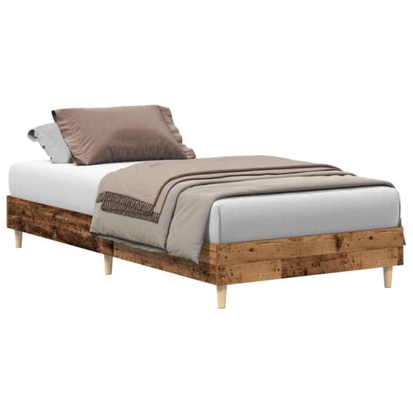 vidaXL Sängynrunko Ei Patja Vanha Puu 90x190 cm Engineered Wood