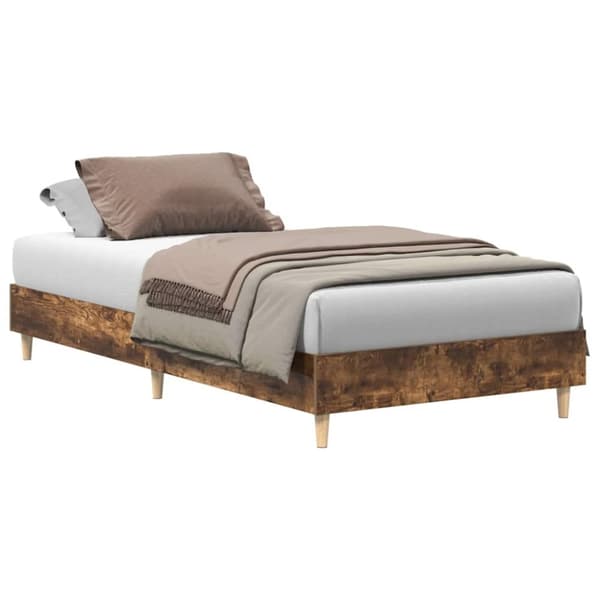vidaXL sängynrunko ilman patjaa savustettu tammi 75x190cm tekninen puu