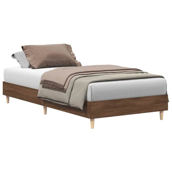 vidaXL Sängynrunko Ei Patjaa Ruskea Tammi 90x190 cm Engineered Wood