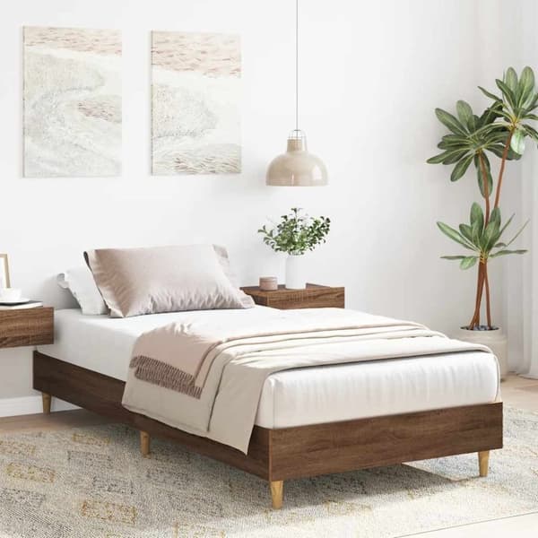 vidaXL Sängynrunko Ei Patjaa Ruskea Tammi 90x190 cm Engineered Wood