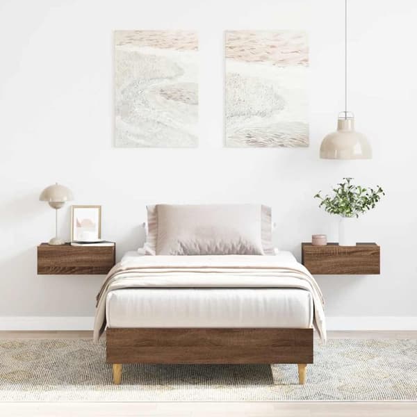 vidaXL Sängynrunko Ei Patjaa Ruskea Tammi 90x190 cm Engineered Wood
