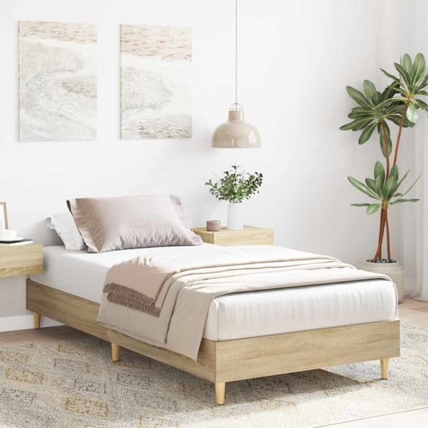 vidaXL Sengeramme uten madrass sonoma eik 75x190 cm konstruert tre