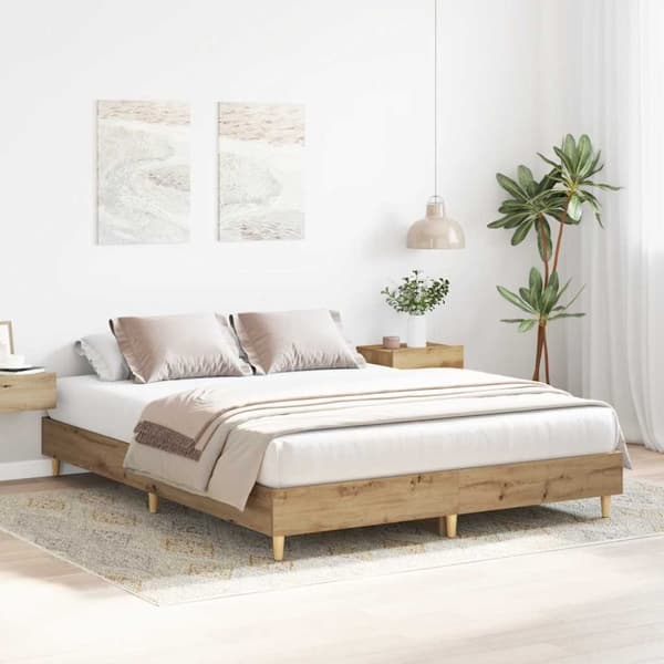 vidaXL Sengeramme uten madrass artisan eik 75x190 cm konstruert tre