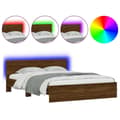 Miniatyrbilde 3 av 11: vidaXL Sengeramme med hodegavl og LED brun eik 150x200 cm
