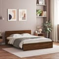 Miniatyrbilde 5 av 11: vidaXL Sengeramme med hodegavl og LED brun eik 150x200 cm