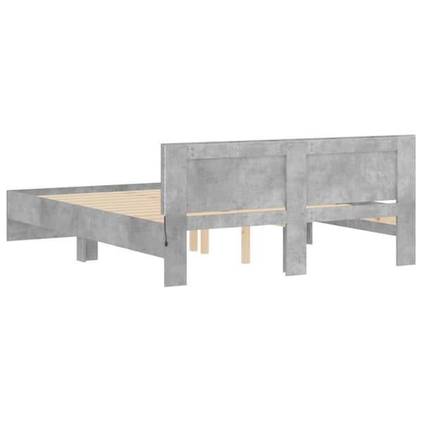 vidaXL Sengeramme med hodegavl og LED betonggrå 150x200 cm
