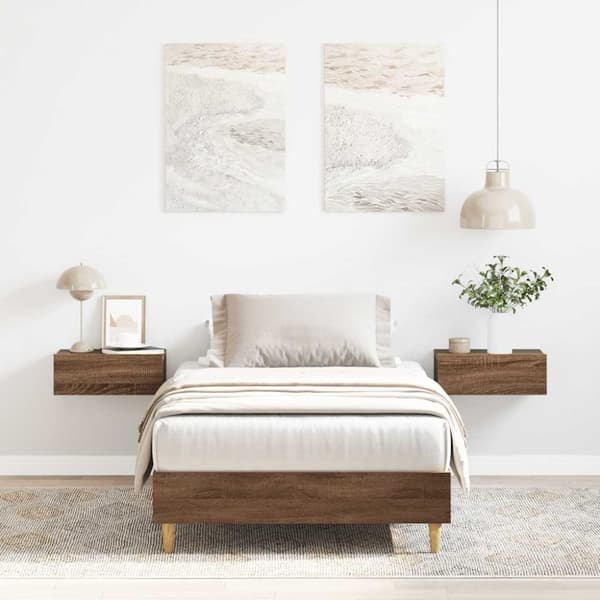 vidaXL Sengeramme uten madrass brun eik 75x190 cm konstruert tre
