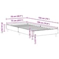Miniatyrbilde 11 av 11: vidaXL Sengeramme uten madrass svart 75x190 cm konstruert tre