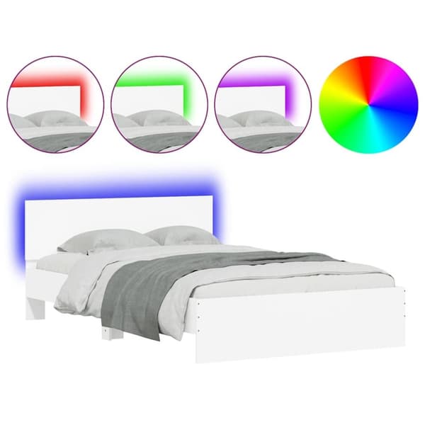 vidaXL sengeramme med sengegavl og LED-lys 140x190 cm sonoma-eg