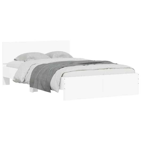 vidaXL sengeramme med sengegavl og LED-lys 140x190 cm sonoma-eg