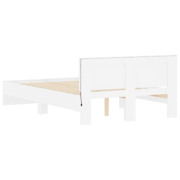 vidaXL sengeramme med sengegavl og LED-lys 140x190 cm sonoma-eg