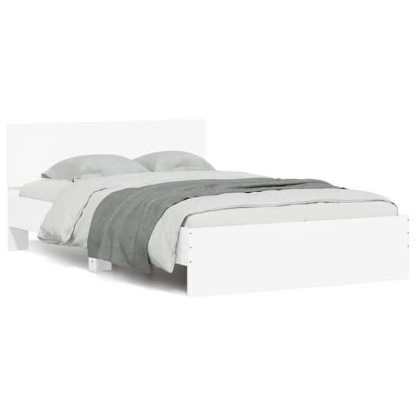 vidaXL sengeramme med sengegavl og LED-lys 140x190 cm sonoma-eg