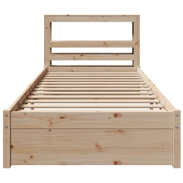 vidaXL Sängynrunko päädyllä 75x190 cm täysi mänty