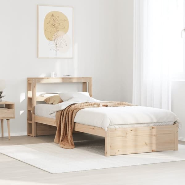 vidaXL Sängynrunko päädyllä 75x190 cm täysi mänty