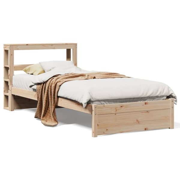 vidaXL Sängynrunko päädyllä 75x190 cm täysi mänty