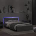 Miniatyrbillede 4 af 11: vidaXL sengeramme med sengegavl og LED-lys 120x200 cm grå sonoma-eg