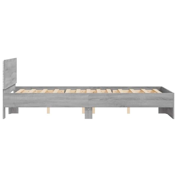 vidaXL sengeramme med sengegavl og LED-lys 120x200 cm grå sonoma-eg