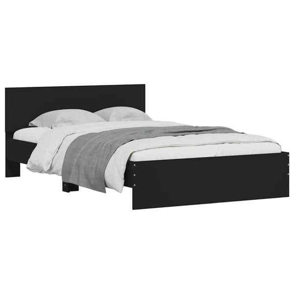 vidaXL sengeramme med sengegavl og LED-lys 120x190 cm sort