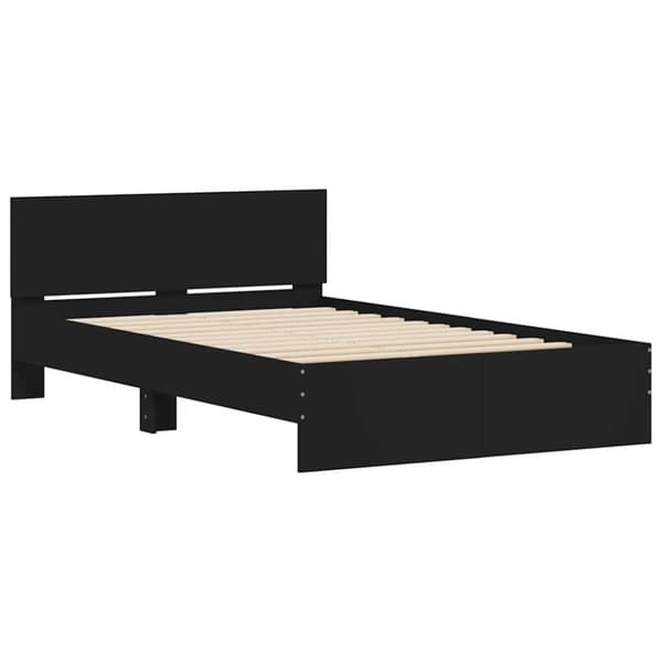 vidaXL sengeramme med sengegavl og LED-lys 120x190 cm sort