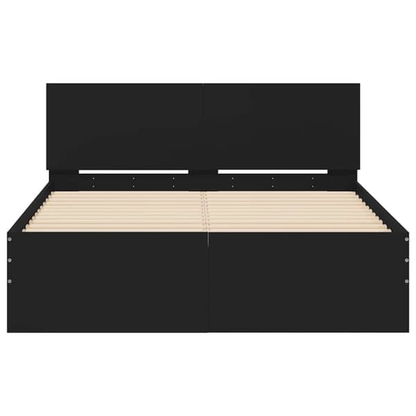 vidaXL sengeramme med sengegavl og LED-lys 120x190 cm sort