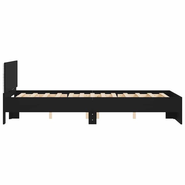 vidaXL sengeramme med sengegavl og LED-lys 120x190 cm sort