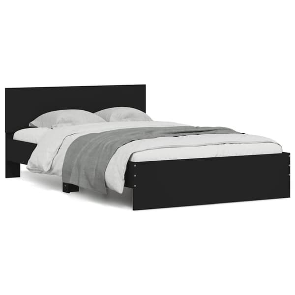 vidaXL sengeramme med sengegavl og LED-lys 120x190 cm sort