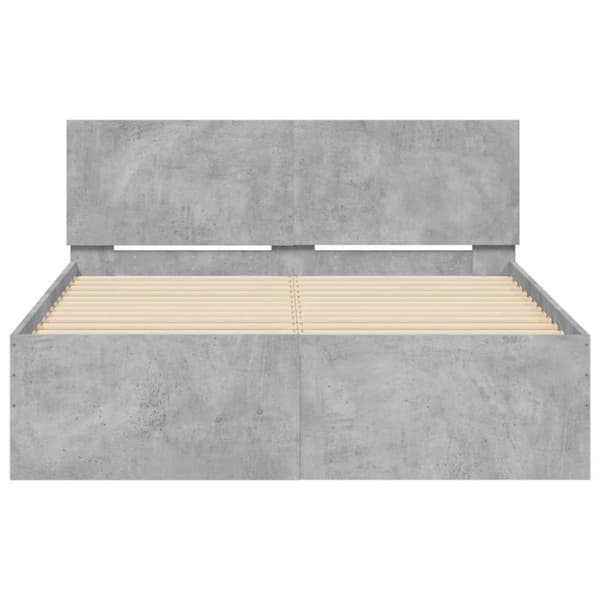 vidaXL sengeramme med sengegavl og LED-lys 135x190 cm betongrå