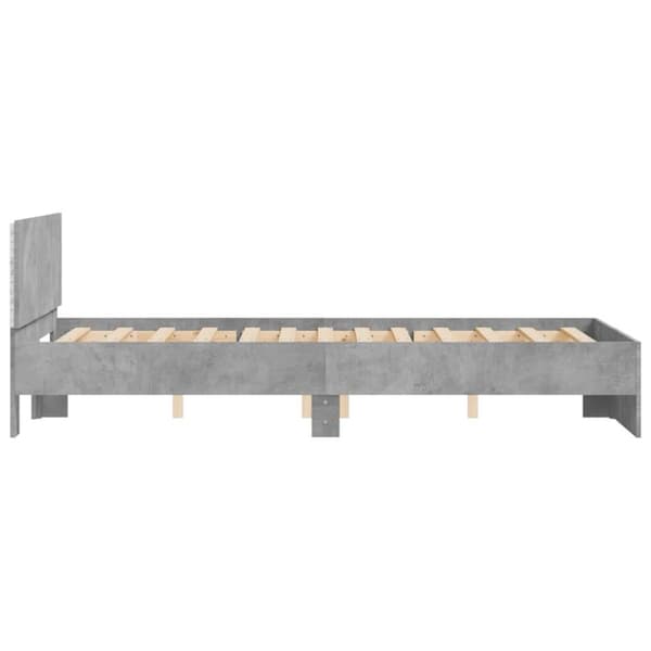 vidaXL sengeramme med sengegavl og LED-lys 135x190 cm betongrå
