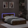 Miniatyrbilde 4 av 11: vidaXL Sengeramme med hodegavl og LED røkt eik 135x190 cm
