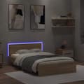 Miniatyrbilde 4 av 11: vidaXL Sengeramme med hodegavl og LED sonoma eik 120x190 cm