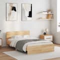 Miniatyrbilde 5 av 11: vidaXL Sengeramme med hodegavl og LED sonoma eik 120x190 cm