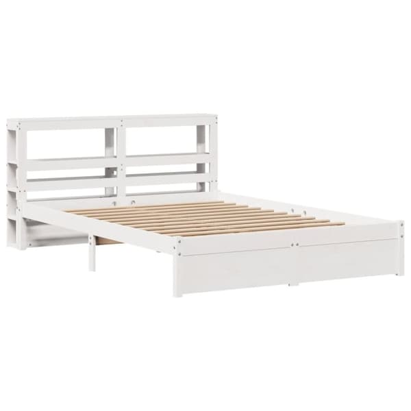 vidaXL sengeramme med sengegavl 150x200 cm massivt fyrretræ hvid