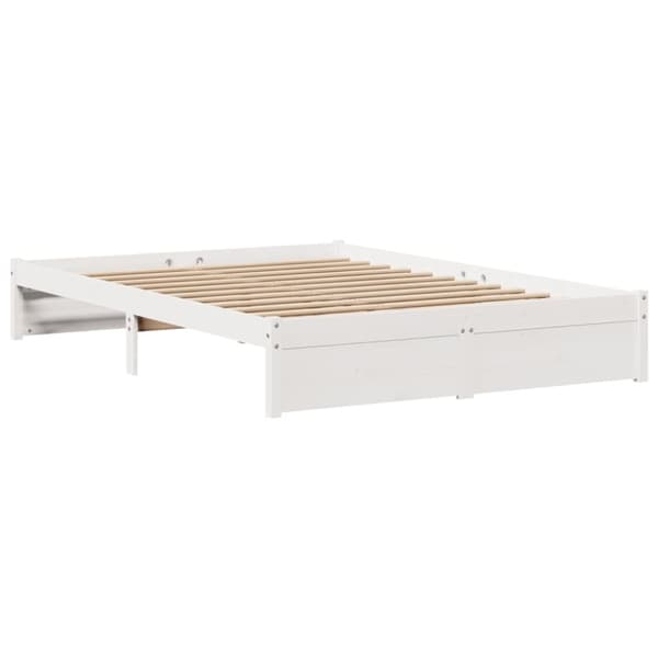 vidaXL sengeramme med sengegavl 150x200 cm massivt fyrretræ hvid